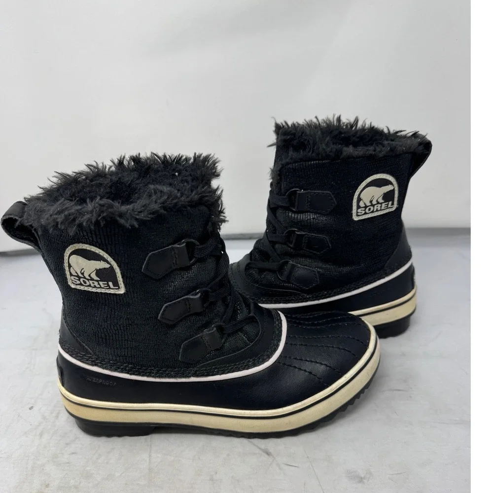 🔥Sorel Tivoli‎ 🖤🩷🖤Waterproof 200g Insulated Winter Boots Black Suede& Fur 7